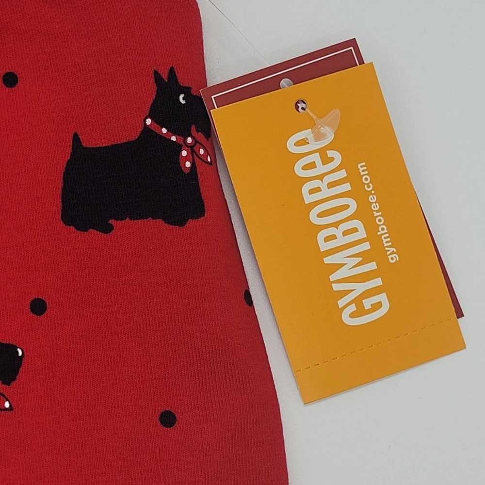 Gymboree Leggings Red Terrier Dog Black Stretch Cotton Size 12-18mo NEW